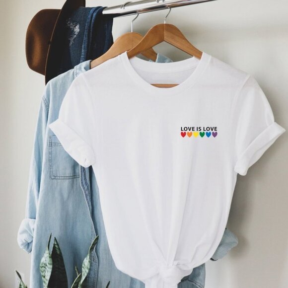 Unbranded Tops - Love is Love Rainbow Heart Shirt, Perfect gift, Pride Rainbow Heart T shirt